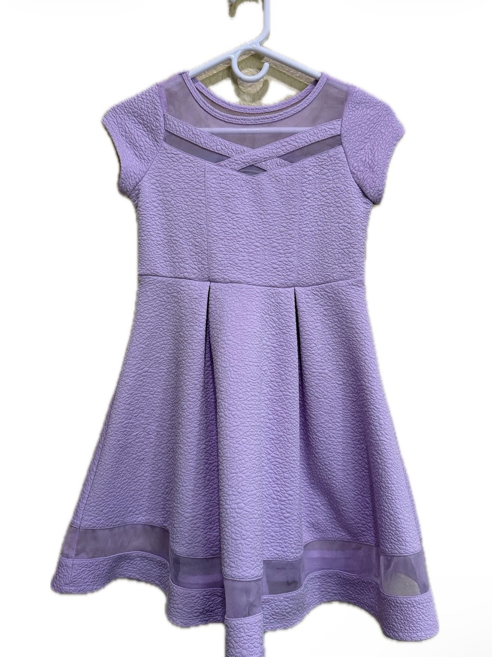 Bonnie Jean Lavender Purple Mesh Cutout Fit & Flare Dress - Size 12